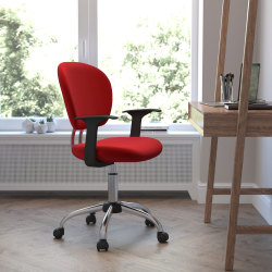 Flash Furniture Mesh Mid-Back Swivel Task Chair With Arms, Red/Silver