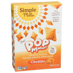Simple Mills Mmms Veggie Flour Baked Snack Crackers, Cheddar Pop, 4 Oz, Total Qty 6