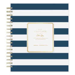 2025 Day Designer Daily/Monthly Planning Calendar, 8" x 10", Rugby Stripe Navy, January 2025 To December 2025