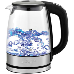 Brentwood 1.79 Qt Cordless Digital Electric Glass Kettle With 6 Precise Temperature Presets & Swivel Base, Black
