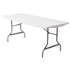 Realspace® Molded Plastic Top Folding Table, 6'W, Gray Granite