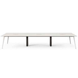 Branch Furniture 144"W 6-Person Computer Desk, White Top/White Leg