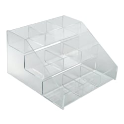 Azar Displays 3-Tier 9-Compartment Counter Display Organizer, 7"H x 12"W x 11-3/4"D, Clear