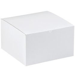 Partners Brand Gift Boxes, 10"L x 10"W x 6"H, 100% Recycled, White, Case Of 50