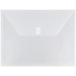 JAM Paper Plastic Booklet Envelopes, Letter-Size, 9 3/4" x 13", Hook & Loop Closure, Clear, Pack Of 12