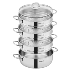 Korkmaz Perla 5-Piece Stainless Steel Manti Steamer Cookware Set, Silver