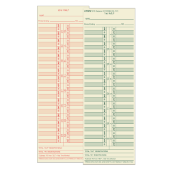TOPS® Time Cards (Replaces Original Cards 10-100372 & CH131), Numbered Days, 2-Sided, Semi-Monthly Format, 10 1/2" x 3 1/2", Box Of 500