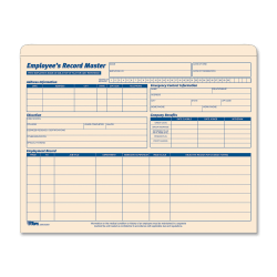 TOPS® Employee Record Master File Jackets, 11 3/4" x 9 1/2", Manila, Pack Of 15