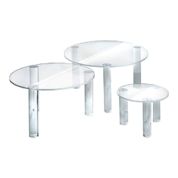 Azar Displays 3-Piece Acrylic Round Riser Set, 4"H, 6"H, 8"H, Clear