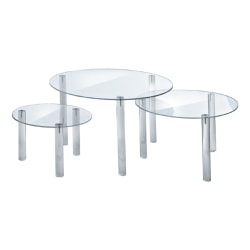 Azar Displays 3-Piece Round Riser Display Set, 6"H, 8"H, 10"H, Clear
