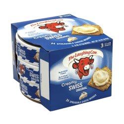 The Laughing Cow Original Creamy Swiss Wedges, 8 Wedges Per Tub, Pack Of 3 Tubs