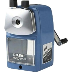 CARL Angel-5 Pencil Sharpener, Desktop, 5"H x 2.8"W, Steel, Aluminum, Blue