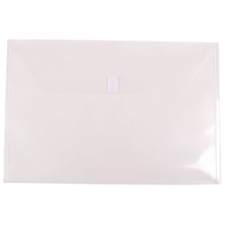 JAM Paper® Plastic Booklet Envelopes, 12" x 18", Hook & Loop Closure, Clear, Pack Of 12