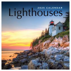 2025 TF Publishing Monthly Mini Wall Calendar, 7" x 7", Lighthouses, January 2025 To December 2025