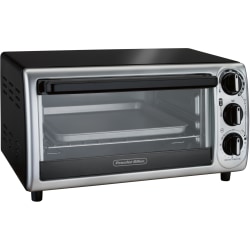 Proctor Silex 4 Slice Modern Toaster Oven - Toast, Pizza, Bake, Broil - Black, Silver