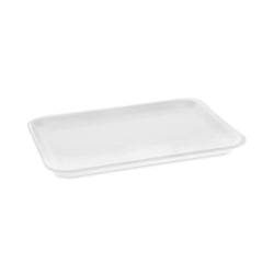 Pactiv Evergreen Foam Trays, Meat, #4 Shallow, 9-1/8" x 7-1/8" x 5/8", White, Pack Of 500 Trays