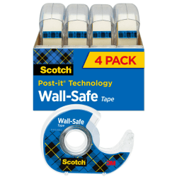 Scotch® Wall-Safe Tape, 3/4" x 648", Clear, Pack Of 4 Rolls