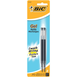 BIC® Velocity Retractable Gel Pen Refills, Medium Point, 0.7 mm, Black, Pack Of 2