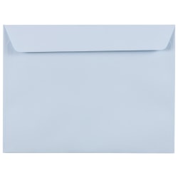 JAM Paper Booklet Envelopes, 9" x 12", Gummed Seal, Baby Blue, Pack Of 25