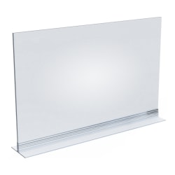 Azar Displays Acrylic T-Strip Horizontal Sign Holders, 11" x 17", Clear, Pack Of 10 Sign Holders