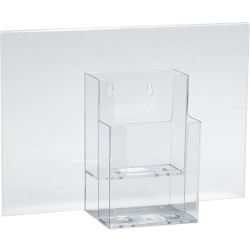 Azar Displays 2-Tier Trifold Sign Holders, 9-1/8"H x 13"W x 4"D, Clear, Set Of 2 Holders