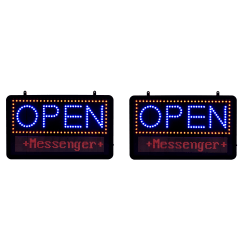 Alpine Industries LED Programmable Message Board Open Signs, 22-1/16"H x 13"W x 1-5/8"D, Black, Pack Of 2 Signs