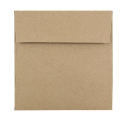 JAM Paper® Square Invitation Envelopes, 5 1/2" x 5 1/2", Gummed Seal, 100% Recycled, Brown Kraft Paper Bag, Pack Of 25