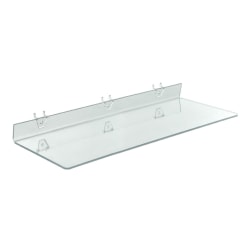 Azar Displays Acrylic Shelves For Pegboard And Slatwall Systems, 24" x 8", Clear, Pack Of 4 Shelves