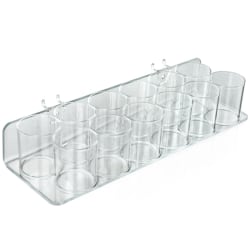 Azar Displays Acrylic 12-Cup Holders For Pegboards, 2-3/4"H x 14-1/2"W x 5"D, Clear, Pack Of 2 Holders