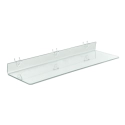 Azar Displays Acrylic Shelves For Pegboard And Slatwall Systems, 24" x 6", Clear, Pack Of 4 Shelves