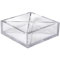 Azar Displays 4-Compartment Square Tray Desk Organizers, 2"H x 6"W x 6"D, Clear, Pack Of 2 Organizers