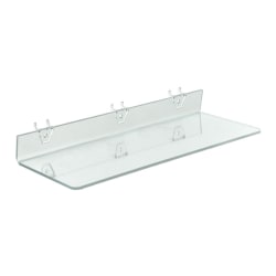 Azar Displays Acrylic Shelves For Pegboards/Slatwalls, 20" x 6", Clear, Pack Of 4 Shelves
