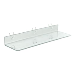 Azar Displays Acrylic Shelves For Pegboards/Slatwalls, 20" x 4", Clear, Pack Of 4 Shelves