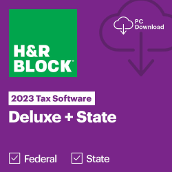 H & R Block Tax Software Deluxe + State, 2023, 1-Year Subscription, Windows® Compatible, ESD