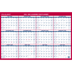 2024-2025 AT-A-GLANCE Reversible Academic And Regular Year Wall Calendar, 24" x 36", PM200S28
