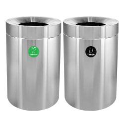 Alpine Industries Stainless Steel Compost And Trash Cans, 50 Gallon, Silver, Set Of 2 Cans
