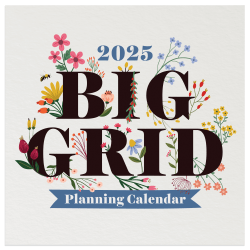 2025 TF Publishing Monthly Mini Wall Calendar, 7" x 7", Big Grid Floral, January 2025 To December 2025