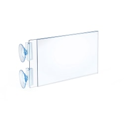 Azar Displays 2-Sided Acrylic Horizontal/Vertical Suction Cup Sign Holders, 5"H x 7-3/4"W x 1-3/4"D, Clear, Pack Of 10 Sign Holders