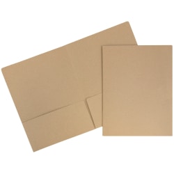 JAM Paper® Matte 2-Pocket Presentation Folders, 9" x 12", 100% Recycled, Brown Kraft, Pack Of 6