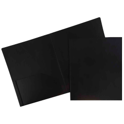 JAM Paper® Heavy-Duty 2-Pocket Plastic Presentation Folders, 9" x 12", Black, Pack Of 6