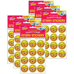 Trend Retro Scratch 'n Sniff Stinky Stickers, Orange-A-Proud!/Orange Candy, 24 Stickers Per Pack, Set Of 6 Packs