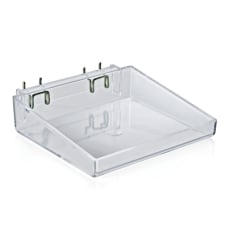 Azar Displays Open Trays For Pegboard/Slatwall, Metal U-Hooks, Small Size, 2" x 8" x 7", Clear, Pack Of 2