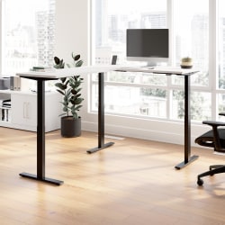Bush Business Furniture Move 60 Series 60"W Height Adjustable L Shaped Standing Desk, White/Black Powder Coat, Standard Delivery