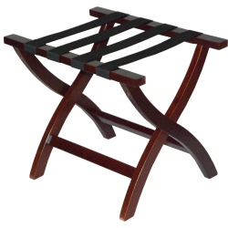CSL Premier High Back Wood Luggage Rack, 24"H x 23"W x 19"D, Mahogany/Black, 77MAH1