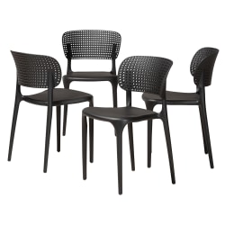 Baxton Studio Rae Dining Chairs, Black, Set Of 4 Chairs