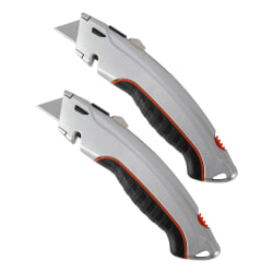 Office Depot® Brand Retractable Steel Utility Knives, Silver, Pack Of 2 Knives