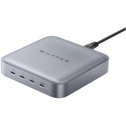 Targus Hyper Thunderbolt 4 Power Hub With Integrated GaN Power Source For Notebook/Tablet PC, 1-2/10"H x 4-9/10"W x 4-9/10"D, Gray