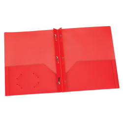 Oxford Poly 2-Pocket Portfolios with Prongs, 8-1/2" x 11", Red, Pack Of 25 Portfolios