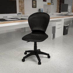 Flash Furniture Plastic Low-Back Swivel Task Office Chair, Black