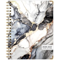 2026-2027 Excello Brands 14-Month Academic Year Hardcover Weekly/Monthly Fashion Planner, 8-1/2" x 11", Black Gold Marble, May To June, Total Qty 1